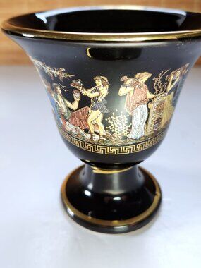 Vintage Greek Pythagoras Cup 24K Gold Fantas Ceramics Classical Art Sculpture